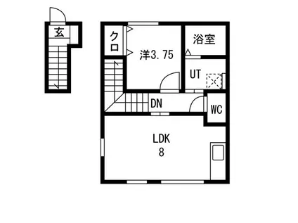 東仙台アパートウエスト(1LDK/1階)の間取り写真