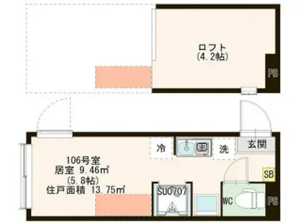 クレセール新小岩(ワンルーム/1階)の間取り写真