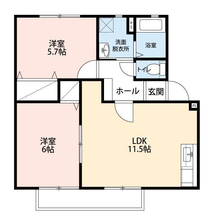 コーラルコート1号館(2LDK/1階)の間取り写真