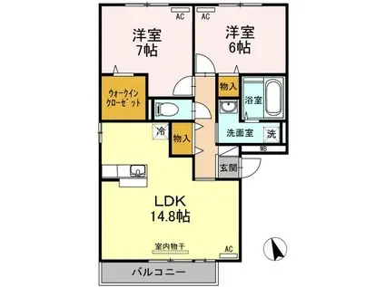 セレーノ 弐番館弐番館(2LDK/3階)の間取り写真