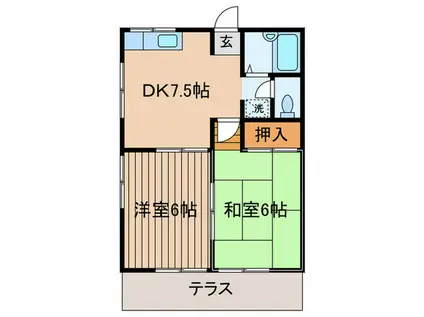 ピアシティ(2DK/1階)の間取り写真