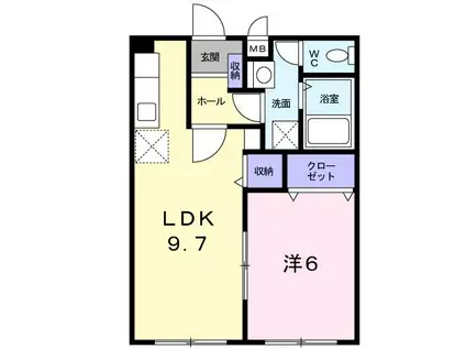 レインボータウンA(1LDK/1階)の間取り写真