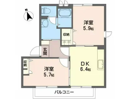 シャーメゾン本館B(2DK/1階)の間取り写真