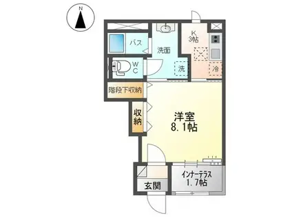 アクシィヴX(1K/1階)の間取り写真