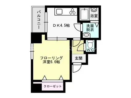 シェスワ天神北(1DK/8階)の間取り写真