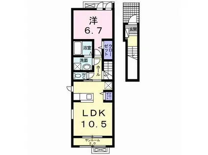 セリシール12(1LDK/2階)の間取り写真