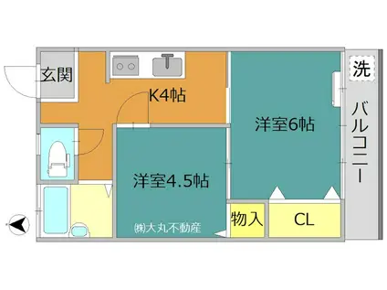アーバンハイツ六木(2K/2階)の間取り写真