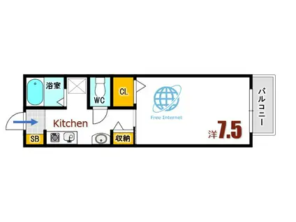 セレスト瀬の川(1K/1階)の間取り写真