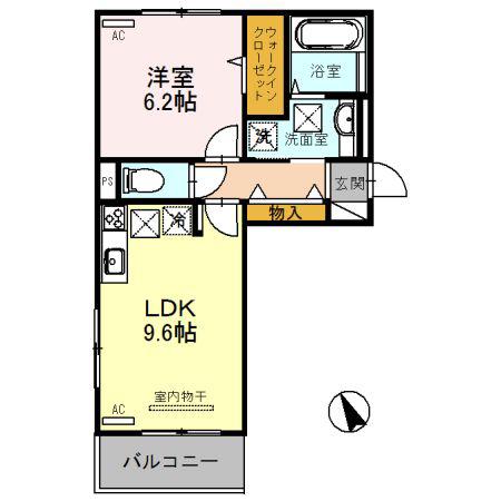 ドゥース エラブル(1LDK/1階)の間取り写真