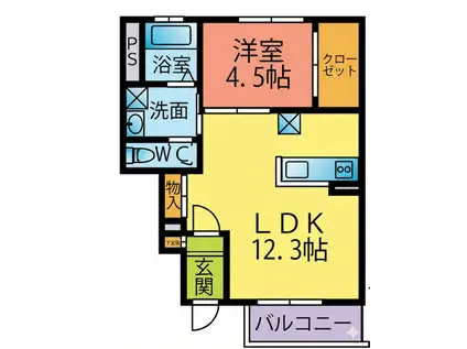 サンハイム麦野(1LDK/2階)の間取り写真