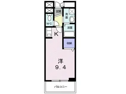 マンション・マーレ(ワンルーム/1階)の間取り写真