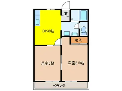 NFGRAN日新(2DK/2階)の間取り写真