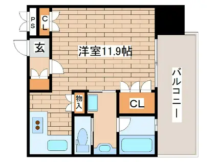 リーガル神戸三宮山手(1K/2階)の間取り写真