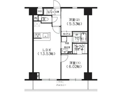 S-FORT船橋塚田(2LDK/7階)の間取り写真