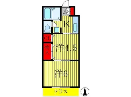 グランデージュ(2K/1階)の間取り写真