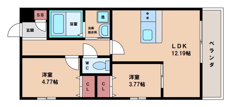  グレースショウエイ(2LDK/5階)の間取り写真