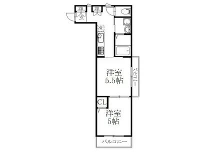 グレイス新宿御苑(2K/2階)の間取り写真