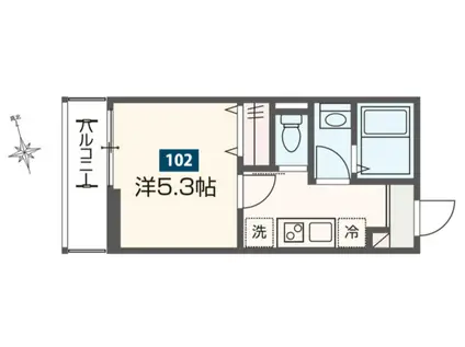 メルディア新松戸(1K/1階)の間取り写真