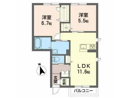 プレミアス(2LDK/1階)の間取り写真