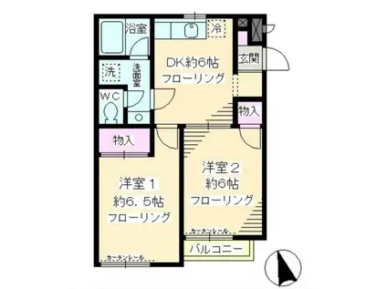 紫陽花館(2DK/1階)の間取り写真