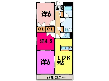 ニューセンチュリーマンションA/B(3LDK/2階)の間取り写真