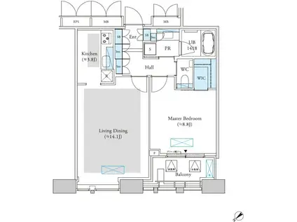 Dマークス西新宿タワー(1LDK/21階)の間取り写真