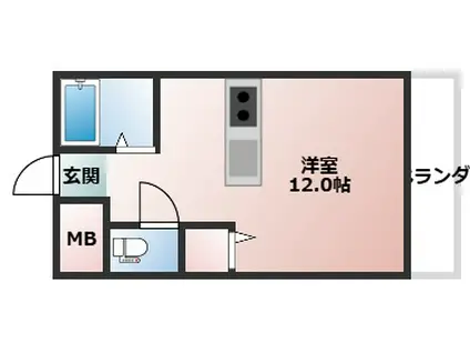 アザレアハイツ蒲池(ワンルーム/2階)の間取り写真