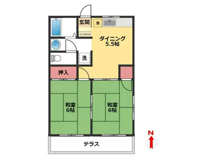 フジハイツ(2DK/1階)の間取り写真
