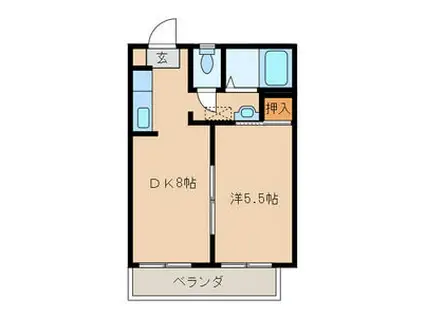 グリーンハイツ今川(1DK/2階)の間取り写真