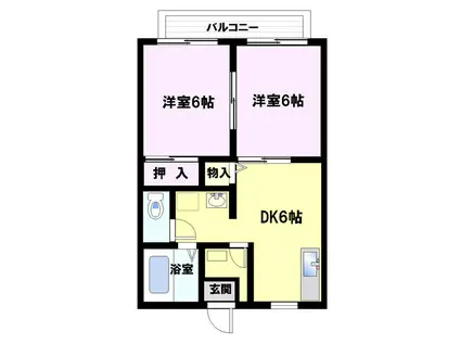 メルベーユ・ミウラ(2DK/2階)の間取り写真