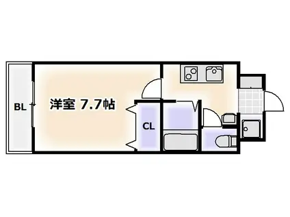 フィレンツェ難波南(1K/6階)の間取り写真