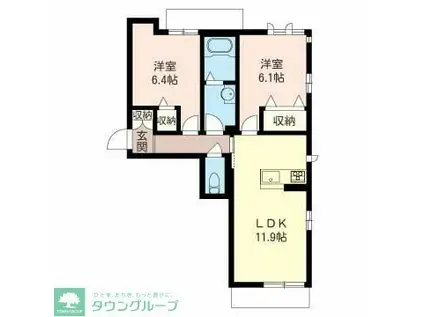 グリーンヒルズ元総社(2LDK/3階)の間取り写真