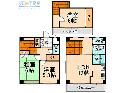 フォレスト伊丹(3LDK/1階)の間取り写真