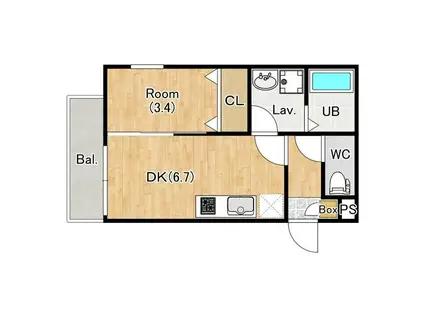 ジーメゾン埼玉本郷町プリミア(1DK/3階)の間取り写真