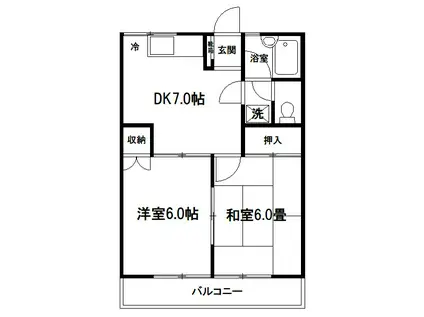 オーハイツ(2DK/2階)の間取り写真