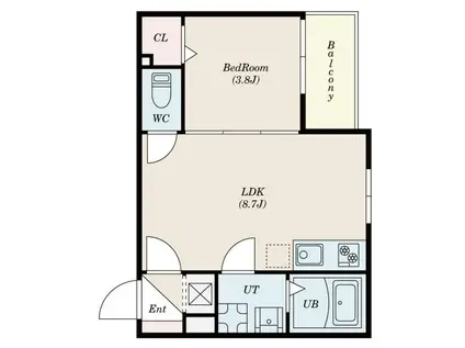 F ASECIA SUREAU(1LDK/1階)の間取り写真