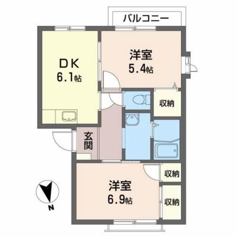 ドエルII(2DK/2階)の間取り写真