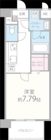 カサアスール(1K/4階)の間取り写真