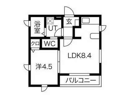 CALDO道徳公園 B(1LDK/3階)の間取り写真