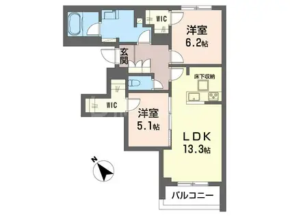 アベニール東金町(2LDK/1階)の間取り写真