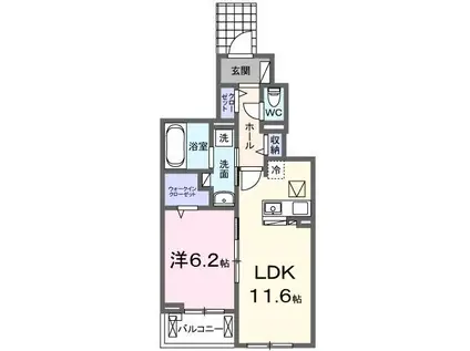 プリムローズ ガーデン(1LDK/1階)の間取り写真