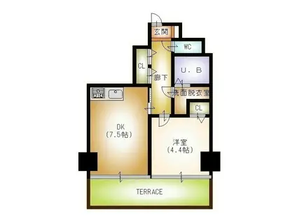 フェリシア東万代(1DK/3階)の間取り写真