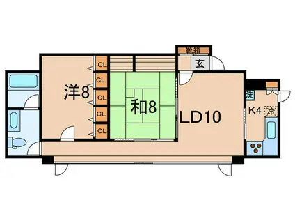 横山ビル(2LDK/4階)の間取り写真