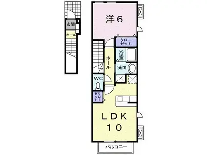 アゲイン(1LDK/2階)の間取り写真