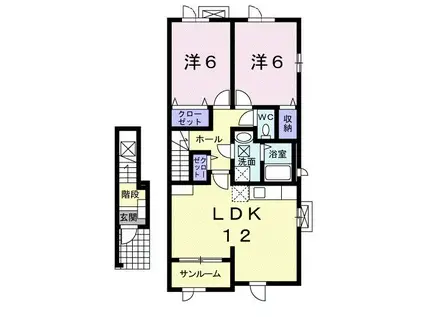 カレント・ベルデ(2LDK/2階)の間取り写真