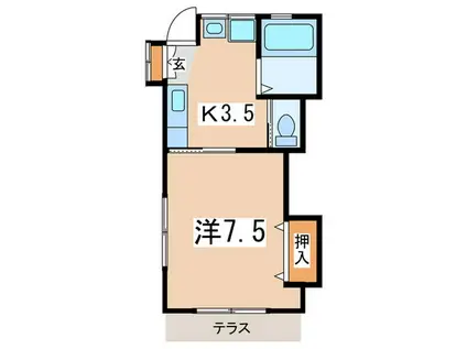サングリーンB(1K/1階)の間取り写真