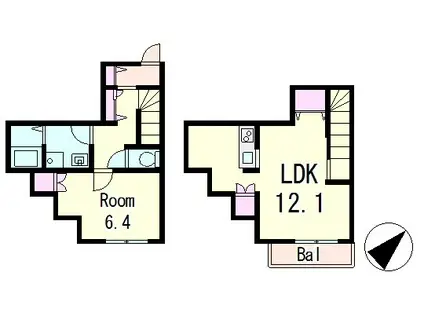 メゾントワ膳所(1LDK/1階)の間取り写真