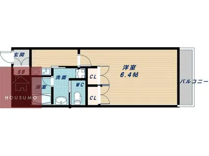 サムティ三国本町レジデンス(1K/4階)の間取り写真