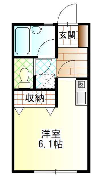 メゾン日の出(ワンルーム/1階)の間取り写真