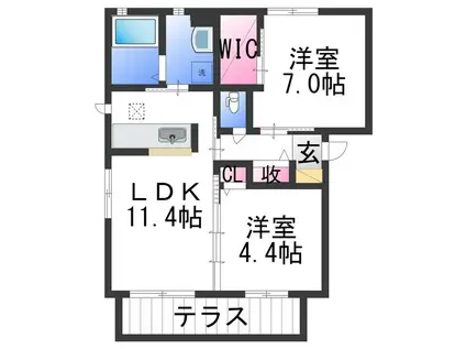 メゾン・ルティシアII(2LDK/1階)の間取り写真